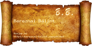 Bereznai Bálint névjegykártya